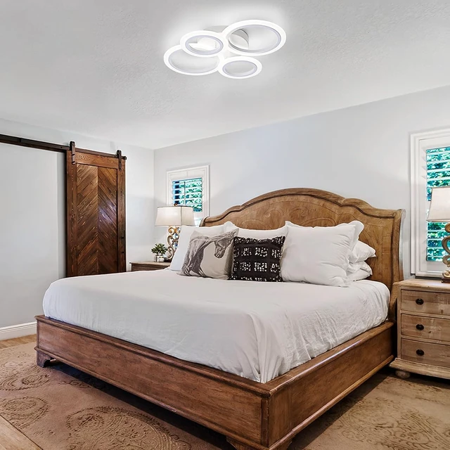 Alt view image 7 of 7 - Modern LED Ceiling Light, White, 4 Rings