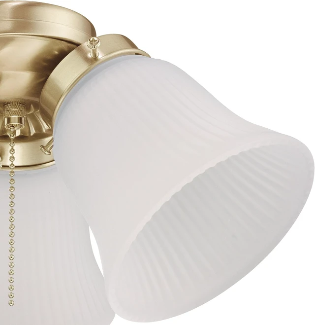 Alt view image 3 of 4 - 7784500 Three-Light LED Cluster Ceiling Fan Light Kit, Polished Brass Finish with Frosted Ribbed Glass