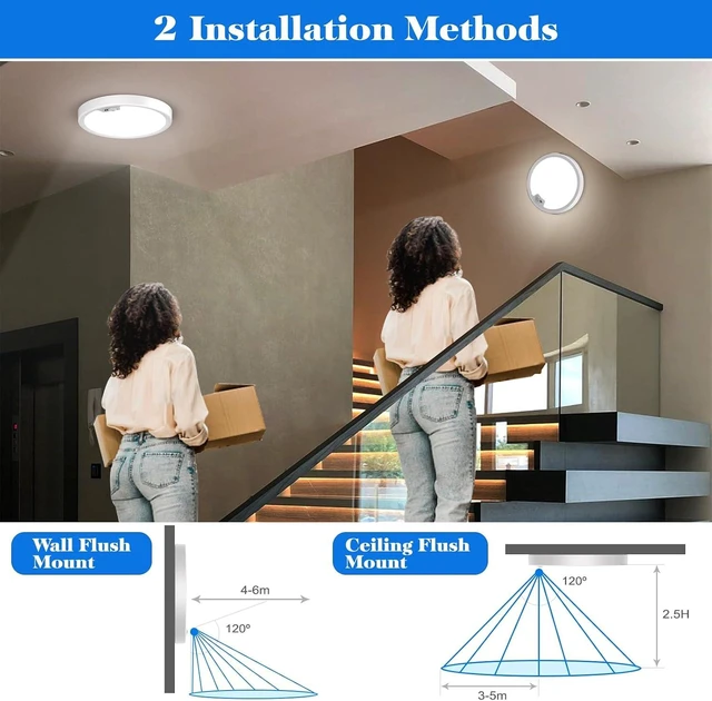 Alt view image 4 of 7 - Motion Sensor Ceiling Light Wired, LED Flush Mount Ceiling Light Fixture