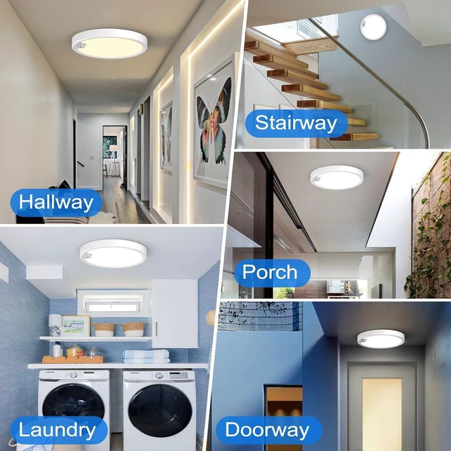 Alt view image 6 of 7 - Motion Sensor Ceiling Light Wired, LED Flush Mount Ceiling Light Fixture