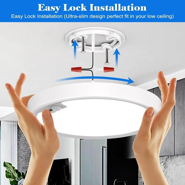 Alt view image 7 of 7 - Motion Sensor Ceiling Light Wired, LED Flush Mount Ceiling Light Fixture