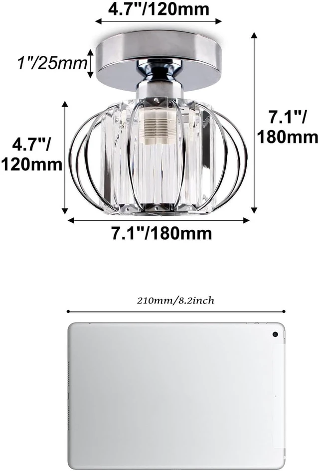 Alt view image 5 of 7 - FRIXCHUR Chrome Small Crystal Chandelier, Flush Mount E26 Ceiling Light