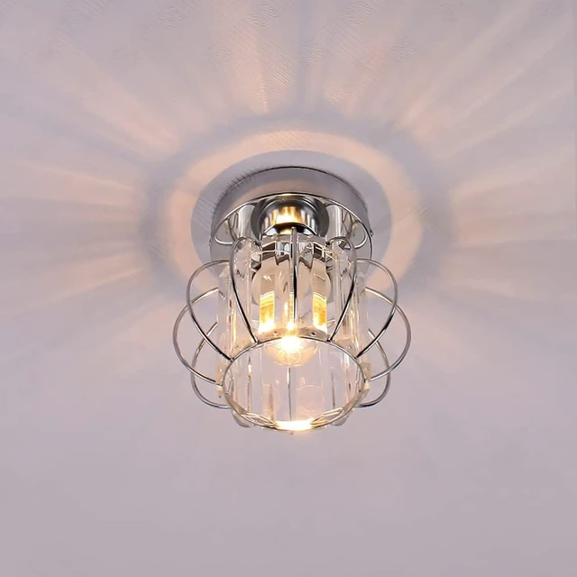 Alt view image 7 of 7 - FRIXCHUR Chrome Small Crystal Chandelier, Flush Mount E26 Ceiling Light