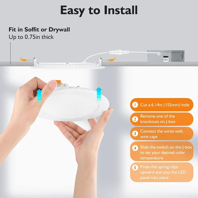 Alt view image 6 of 7 - BesLowe 6 Inch LED Recessed Ceiling Lights with Junction Box, 6 Packs