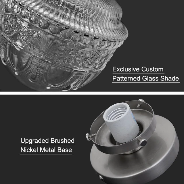 Alt view image 6 of 7 - DSMJFU Brushed Nickel Semi Flush Mount Ceiling Light, Small Blowing Clear Glass Shade Ceiling Light Fixtures for Bedroom Closet Bathroom Hallway Kitchen