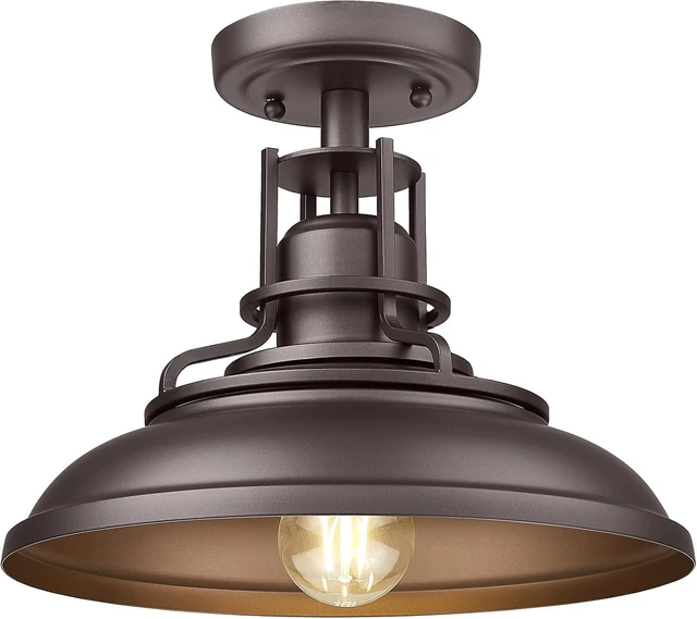 Main image of FEMILA Farmhouse Semi Flush Outdoor Ceiling Light, Oil-Rubbed Bronze