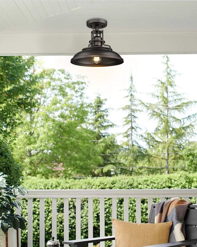 Alt view image 7 of 7 - FEMILA Farmhouse Semi Flush Outdoor Ceiling Light, Oil-Rubbed Bronze