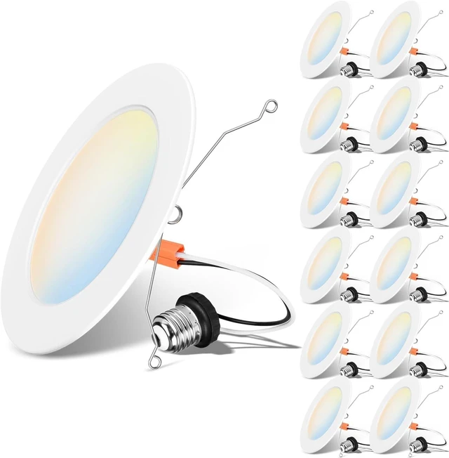 Main image of LVWIT 6 Inch Recessed Lights, 5CCT LED Can Lights, Dimmable, 12 Pack,White