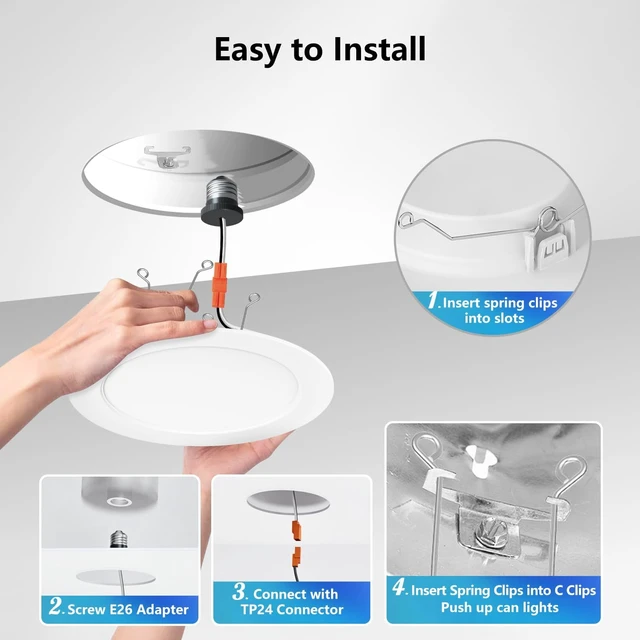Alt view image 5 of 7 - LVWIT 6 Inch Recessed Lights, 5CCT LED Can Lights, Dimmable, 12 Pack,White