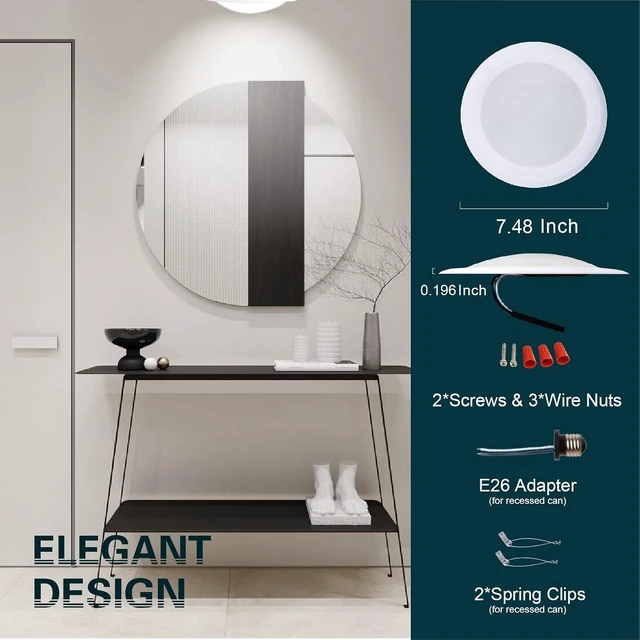 Alt view image 6 of 7 - TOPELER 6Pack Dimmable LED Surface Mount Downlight, 15W 1000Lm Low Profile Ceiling Light Fixture, 5000K Daylight, Installs with Junction Box or Recessed Can, ETL-Listed
