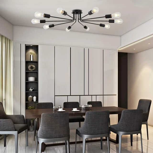 Alt view image 3 of 7 - Flush Mount Ceiling Light Fixtures, 10-Light Modern Matte Black
