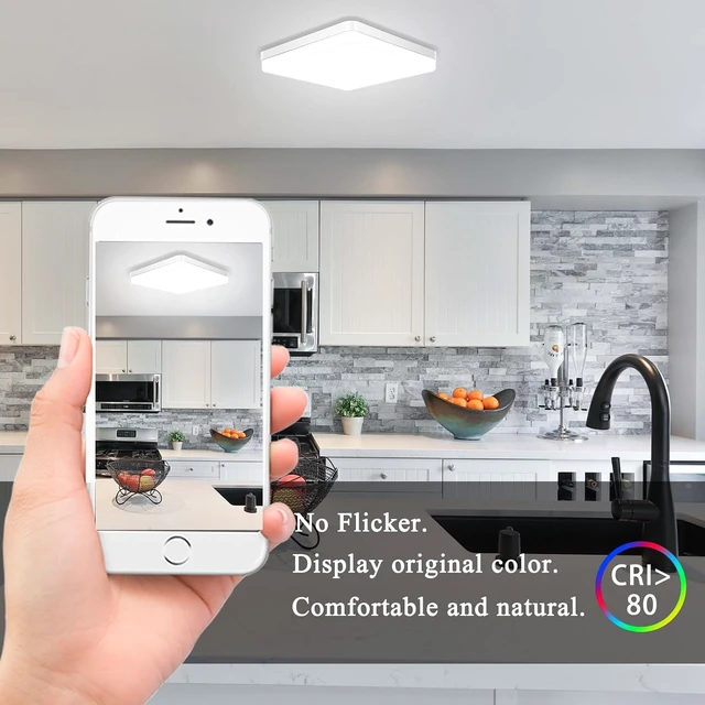 Alt view image 2 of 7 - Ouyulong LED Ceiling Light 36W 3240lm 4000K 9Inch Square LED Flush Mount Ceiling Lighting Fixture for Kitchen, Bedroom, Living Room, Utility Laundry Closet Room Natural White