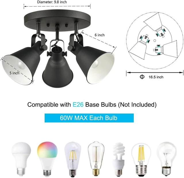 Alt view image 6 of 7 - Multi-Directional Ceiling Spot Light, Adjustable Round Track Lighting