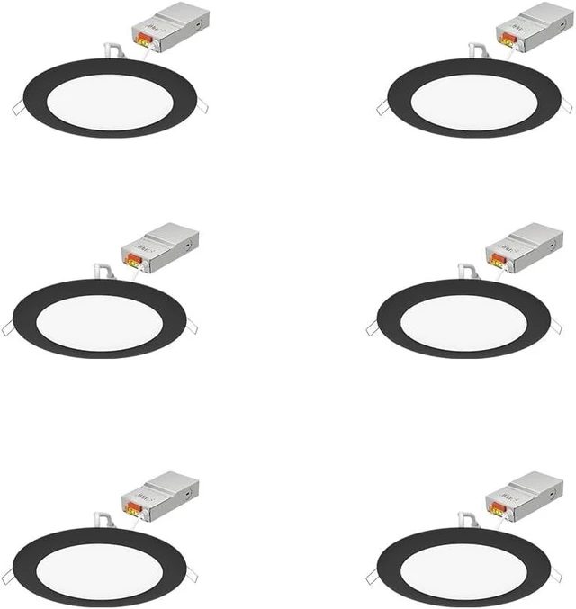 Main image of Juno 6" LED Recessed Light, 5-in-1 CCT, Ultra-Thin Flat Trim, Black, 6-Pk
