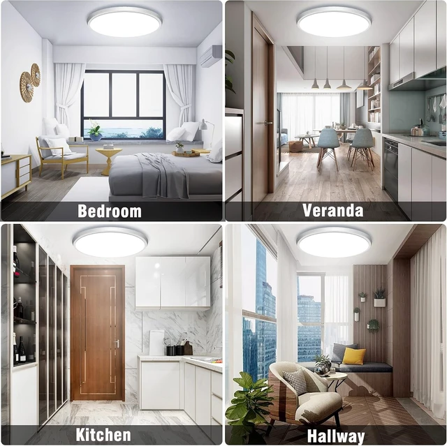 Alt view image 7 of 7 - Motion Sensor Ceiling Light Wired - 12 Inch Motion Activated Flush Mount Lighting Fixture - 24W LED Ceiling Light for Closet, Hallway, Porch, Laundry, Garage, Basements - 5000K White