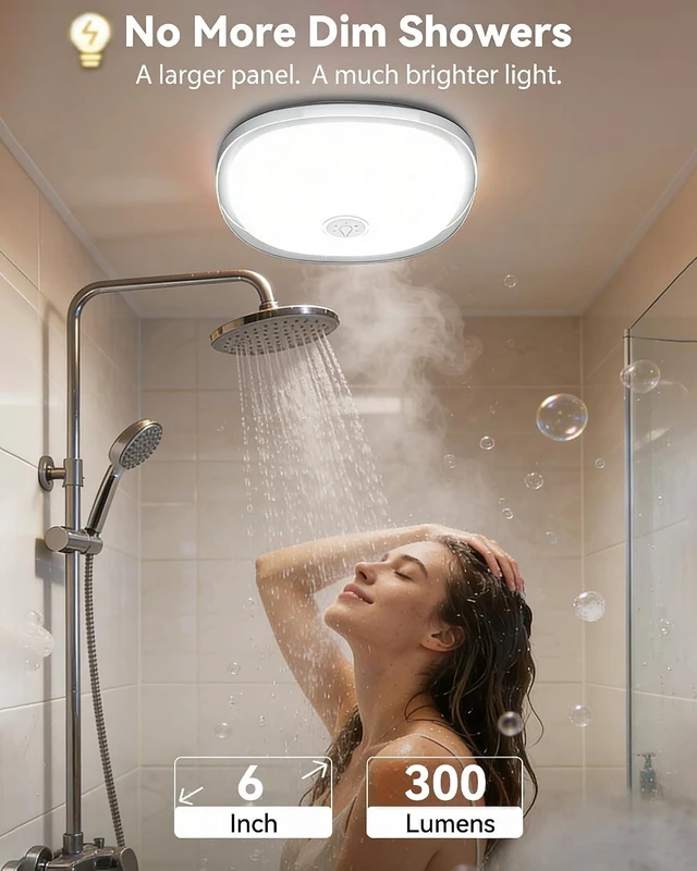 Alt view image 3 of 7 - 2Pack IP65 Waterproof Rechargeable Shower Light - 6 300LM, Multicolor