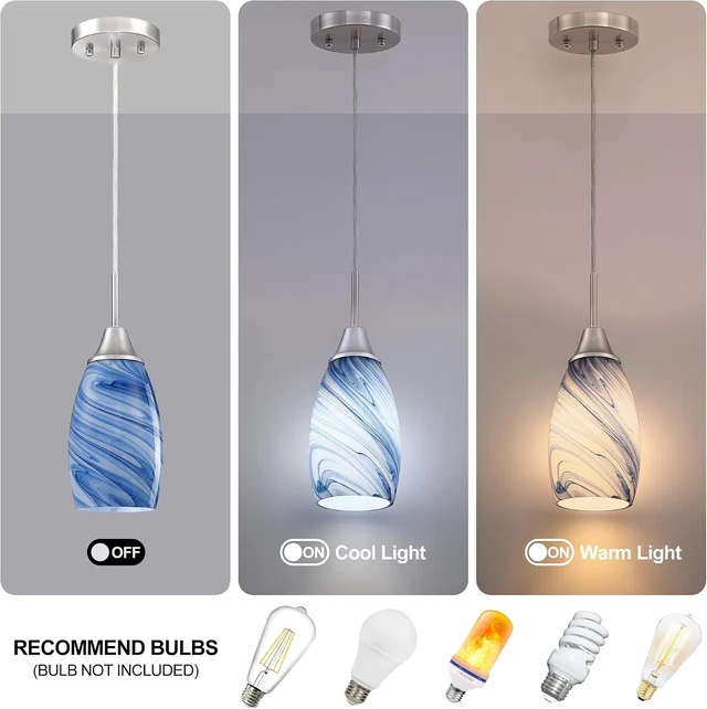 Alt view image 3 of 7 - Viinew Mini Glass Pendant Light,1-Pack Blue Marble Glass Pendant Lights