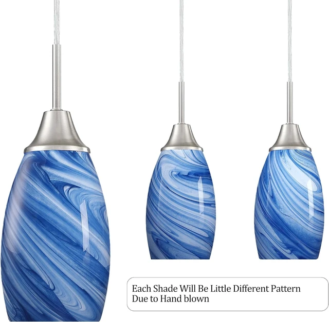 Alt view image 4 of 7 - Viinew Mini Glass Pendant Light,1-Pack Blue Marble Glass Pendant Lights
