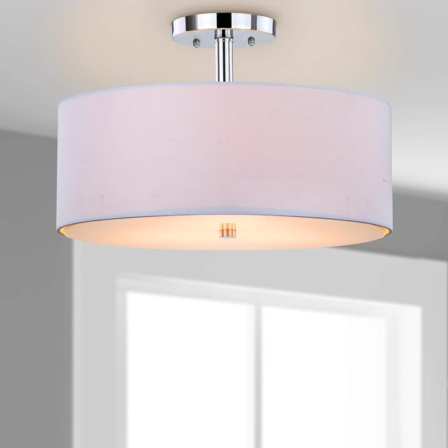 Alt view image 2 of 6 - SAFAVIEH Clara 3-Light Flush Mount, 16" White/Chrome LIT4192A