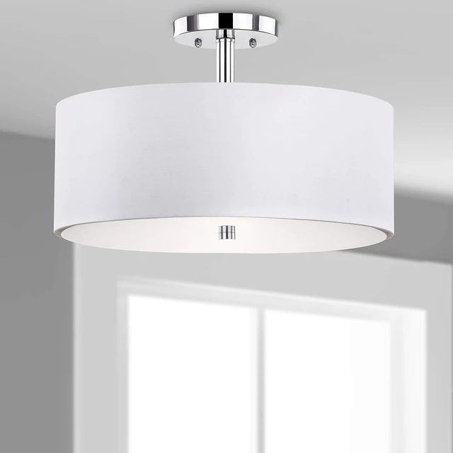 Alt view image 5 of 6 - SAFAVIEH Clara 3-Light Flush Mount, 16" White/Chrome LIT4192A