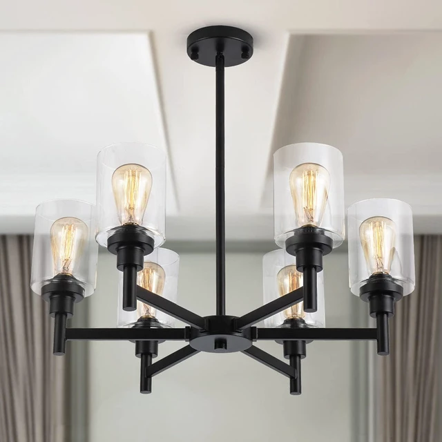Main image of Black Farmhouse Chandeliers for Dining Room Light Fixtures Over Table