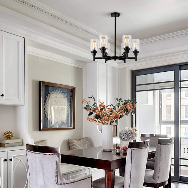 Alt view image 2 of 7 - Black Farmhouse Chandeliers for Dining Room Light Fixtures Over Table