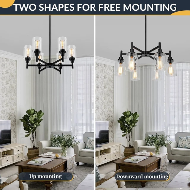 Alt view image 6 of 7 - Black Farmhouse Chandeliers for Dining Room Light Fixtures Over Table