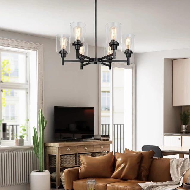 Alt view image 7 of 7 - Black Farmhouse Chandeliers for Dining Room Light Fixtures Over Table