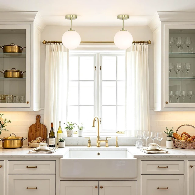 Alt view image 3 of 7 - XiNBEi Lighting 8" Globe Ceiling Light Semi Flush Mount Brass for Hallway