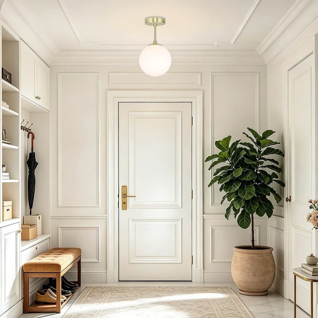 Alt view image 4 of 7 - XiNBEi Lighting 8" Globe Ceiling Light Semi Flush Mount Brass for Hallway