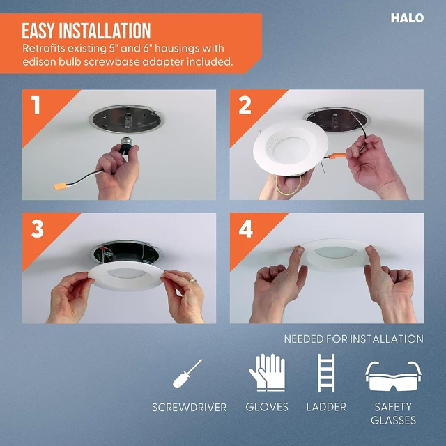 Alt view image 4 of 6 - Halo LT 5/6 inch LED recessed Can light Trim, 3000K, dimmable, 600lm 6PK