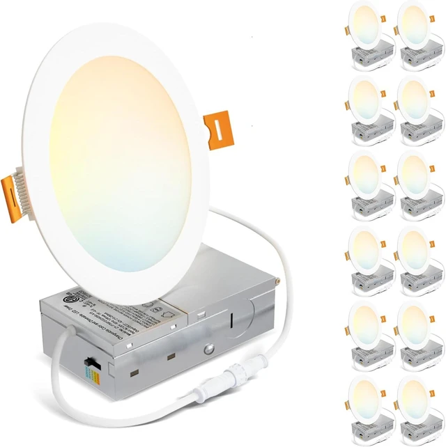Main image of LVWIT 6 Inch LED Recessed Lights, 12 Pack, 5CCT 1200LM, Dimmable, Canless