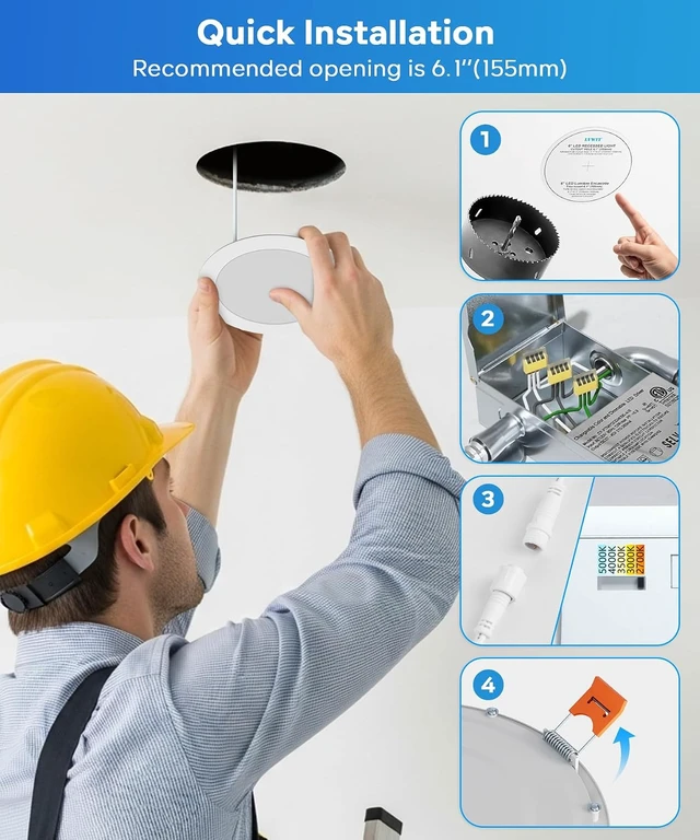 Alt view image 6 of 7 - LVWIT 6 Inch LED Recessed Lights, 12 Pack, 5CCT 1200LM, Dimmable, Canless