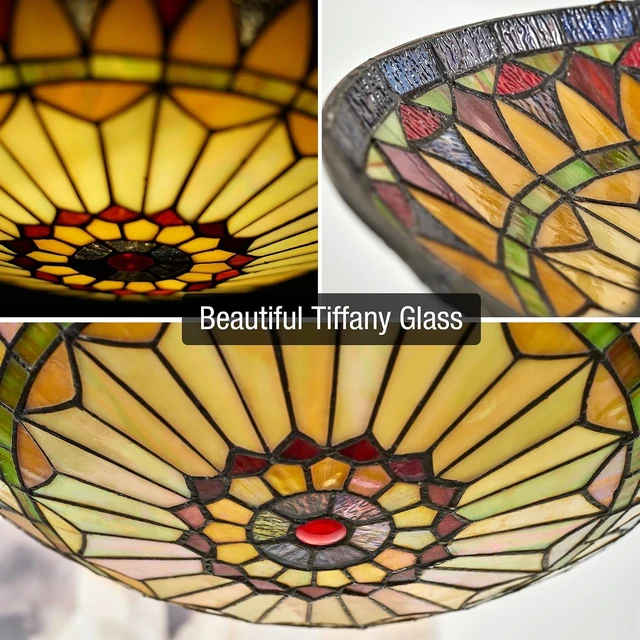Alt view image 2 of 7 - Kira Home Mateo 16" Tiffany Style Flush Mount Ceiling Light for Hallway