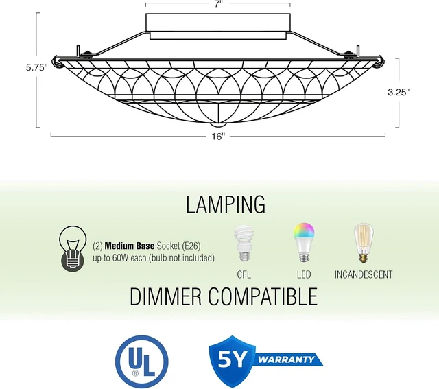 Alt view image 4 of 7 - Kira Home Mateo 16" Tiffany Style Flush Mount Ceiling Light for Hallway