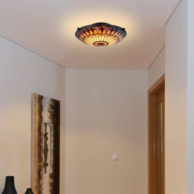 Alt view image 5 of 7 - Kira Home Mateo 16" Tiffany Style Flush Mount Ceiling Light for Hallway