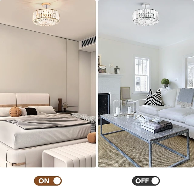 Alt view image 2 of 7 - VONLUCE Crystal Light Fixture 15", 4-Light Semi Flush Mount Ceiling Light