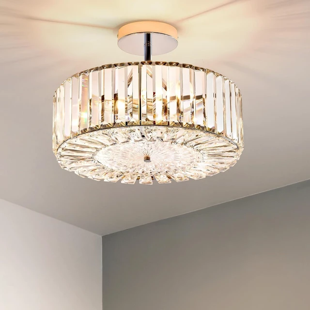 Alt view image 7 of 7 - VONLUCE Crystal Light Fixture 15", 4-Light Semi Flush Mount Ceiling Light