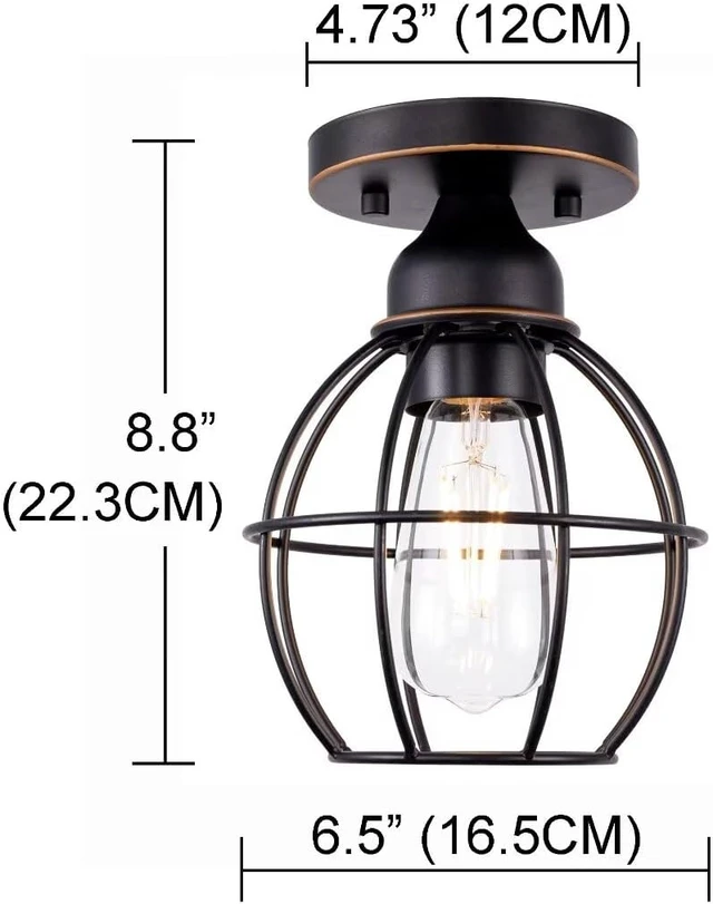 Alt view image 4 of 7 - GRUENLICH Semi Flush Mount Ceiling Light, Cage Cover, Bronze, 1 Pack