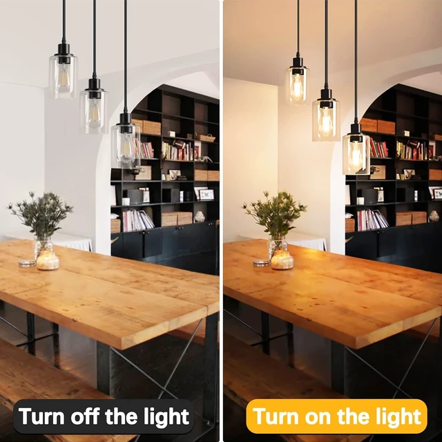 Alt view image 6 of 7 - MAXvolador Industrial 3-Light Pendant Light Fixture Clear Glass, Black