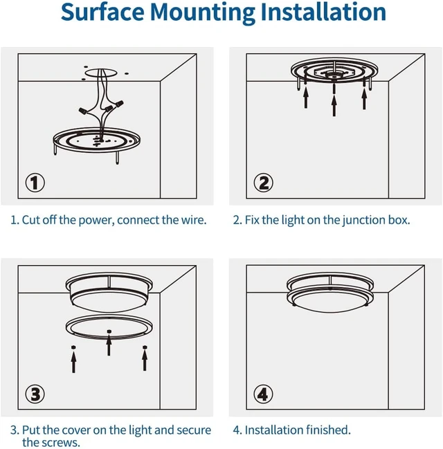 Alt view image 5 of 7 - DAKASON 13Inch LED Flush Mount Ceiling Light Fixture 2Pack, 20W 3CCT