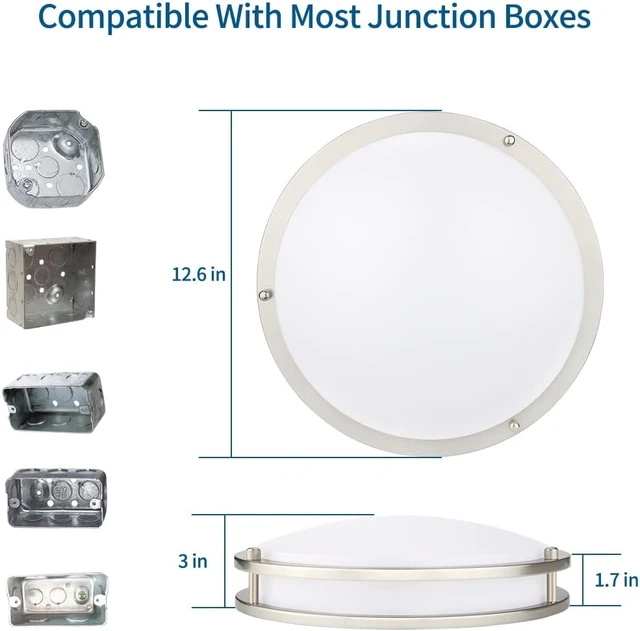 Alt view image 6 of 7 - DAKASON 13Inch LED Flush Mount Ceiling Light Fixture 2Pack, 20W 3CCT