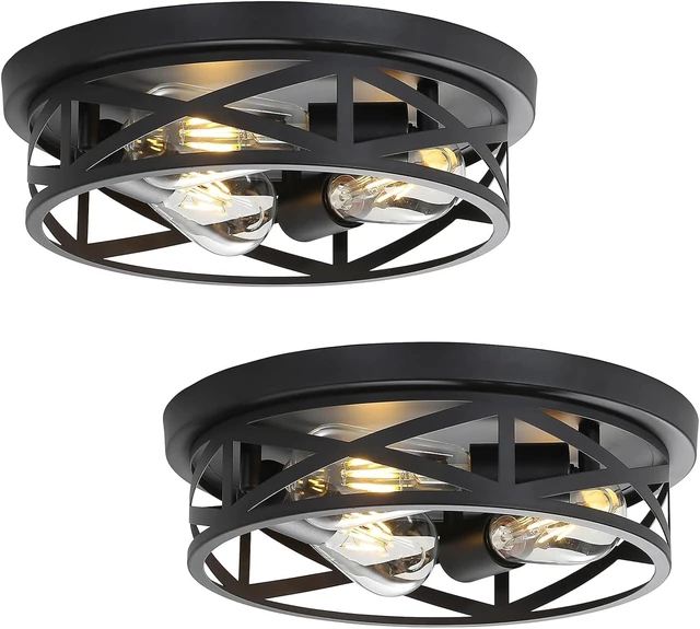 Main image of 13 inch Black Flush Mount Ceiling Light Fixtures,3-Light Modern Hallway Light Fixtures Ceiling, Black Light Fixture Ceiling Mount for Farmhouse,Kitchen, Bedroom 2 Pack