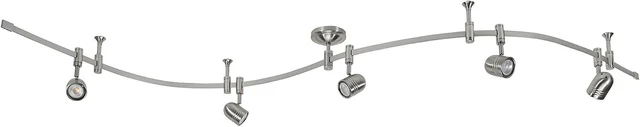 Main image of Catalina Lighting 19655-002 Transitional 5-Light Flexible Track Lighting Kit with Metal Shades, LED Bulbs Included, 96", Brushed Nickel