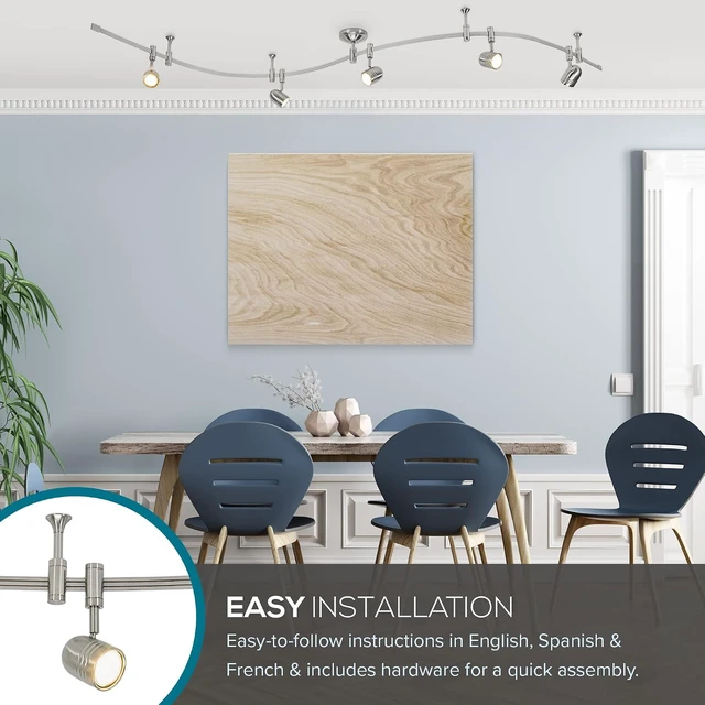Alt view image 7 of 7 - Catalina Lighting 19655-002 Transitional 5-Light Flexible Track Lighting Kit with Metal Shades, LED Bulbs Included, 96", Brushed Nickel
