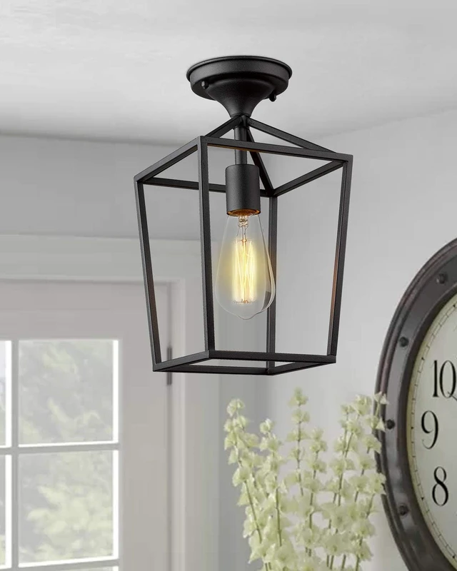 Alt view image 3 of 6 - Emliviar Semi-Flush Mount Ceiling Light, 13 Inch, Black, 20065B1-F1 BK