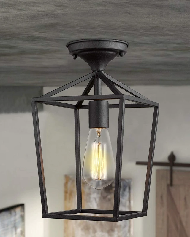 Alt view image 4 of 6 - Emliviar Semi-Flush Mount Ceiling Light, 13 Inch, Black, 20065B1-F1 BK