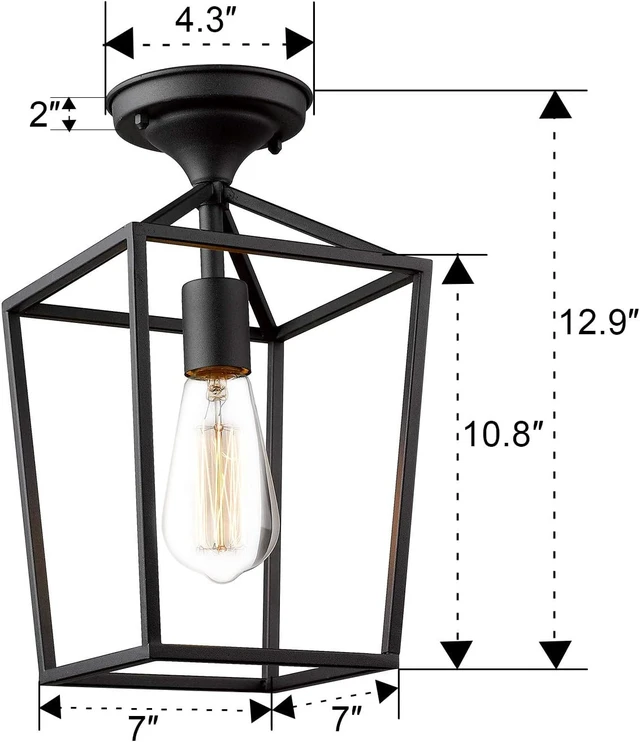 Alt view image 6 of 6 - Emliviar Semi-Flush Mount Ceiling Light, 13 Inch, Black, 20065B1-F1 BK