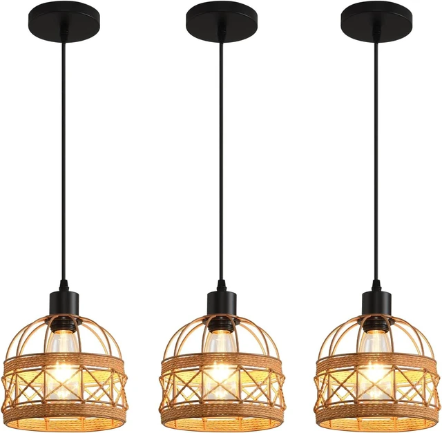 Main image of Woven Pendant Light Boho Chandelier, Rattan Pendant Lights Kitchen Island, Farmhouse Pendant Lighting with Hand Woven Wicker Shade, Boho Chandelier Light Fixtures Ceiling Hanging Light
