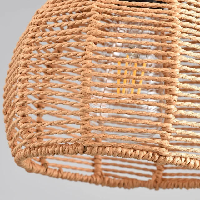 Alt view image 3 of 7 - Woven Pendant Light Boho Chandelier, Rattan Pendant Lights Kitchen Island, Farmhouse Pendant Lighting with Hand Woven Wicker Shade, Boho Chandelier Light Fixtures Ceiling Hanging Light